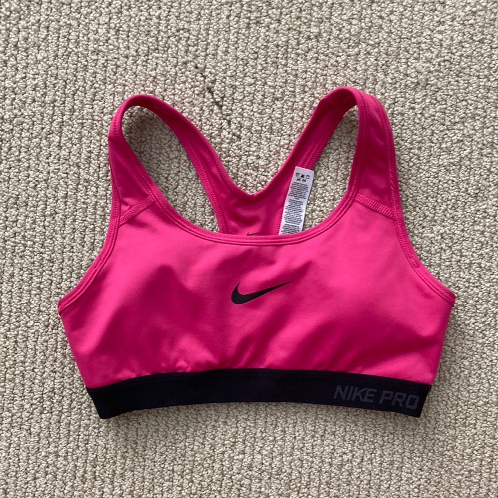 Nike Pro Dri-FIT Swoosh Medium Support Padded Sports Bra Hot Pink Small Like New